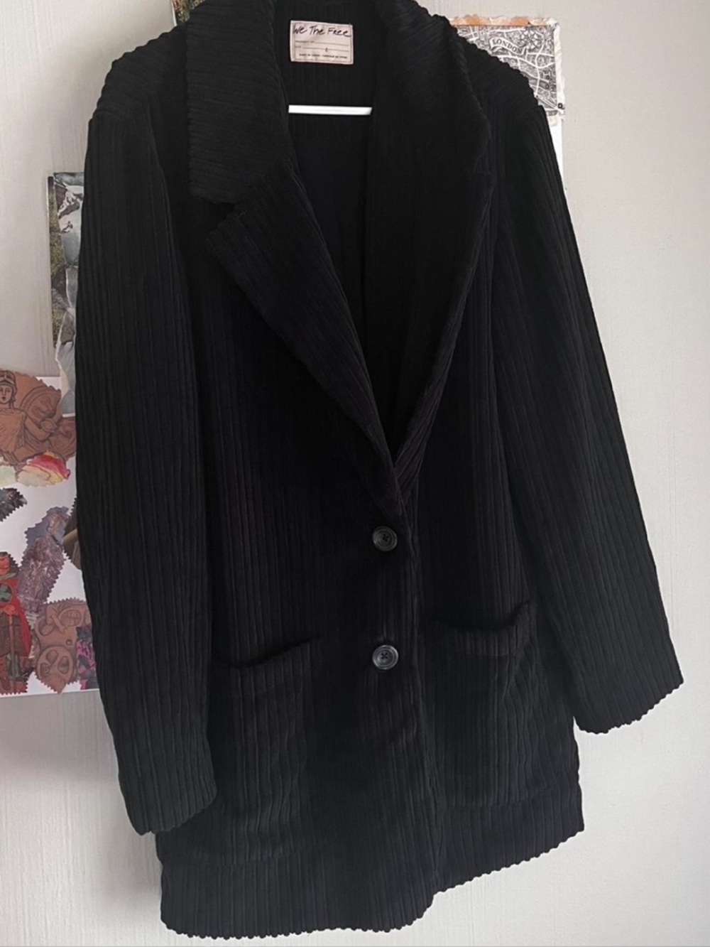 We The Free Black Pleated Blazer Jacket